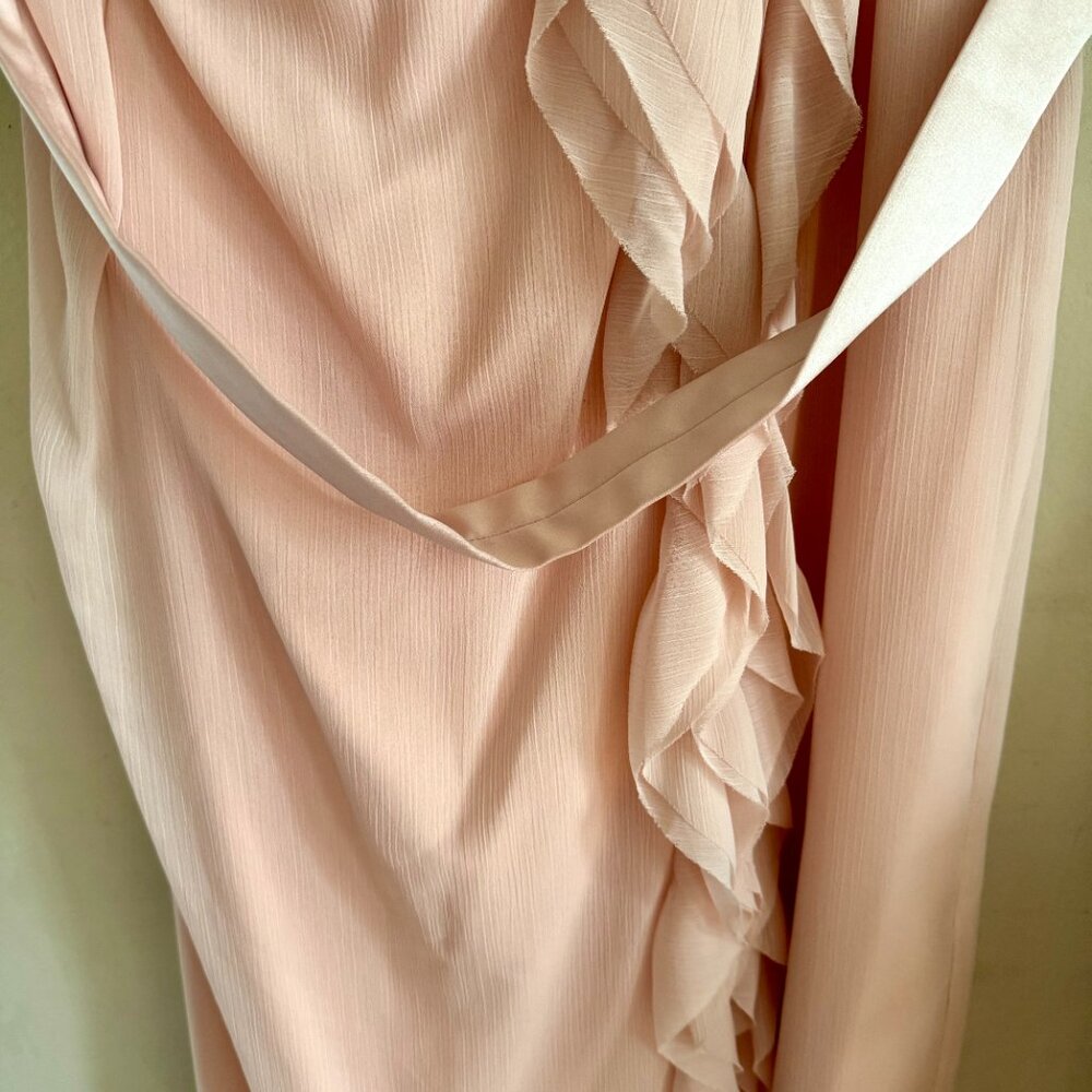 Vera Wang "WHITE" David's Bridal blush one shoulder ruffle maxi dress 2X - Picture 12 of 12